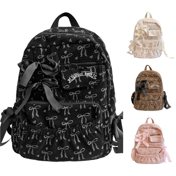 WAYUTE Backpack for Kids Versatile Bow Knot Print Zip Up Back to School Backpack Lightweight Daypack for Students Daily Use Bookbag Casual School Activities