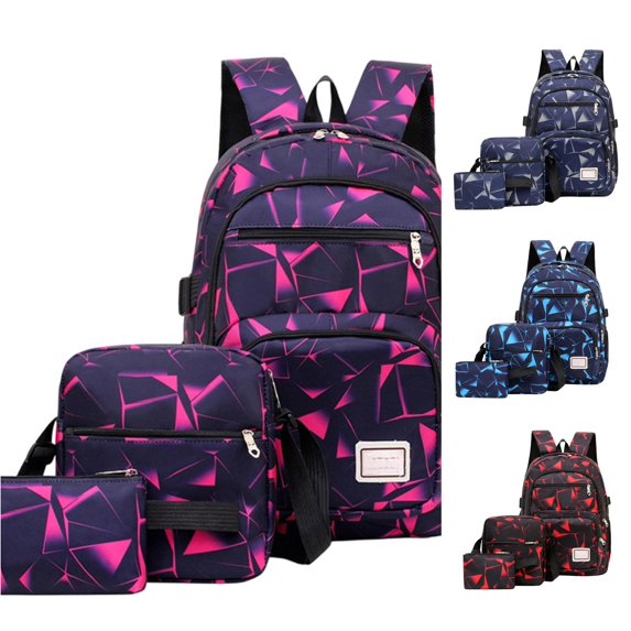WAYUTE Backpack for Kids Waterproof Floral 3 Pcs Backpack Set for Everyday Use with Polyester Construction and Modern Design Bookbag Casual Outdoor Travel