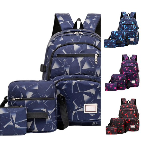 WAYUTE Backpack for Kids Waterproof Floral 3 Pcs Backpack Set for Everyday Use with Polyester Construction and Modern Design Bookbag Casual School Activities