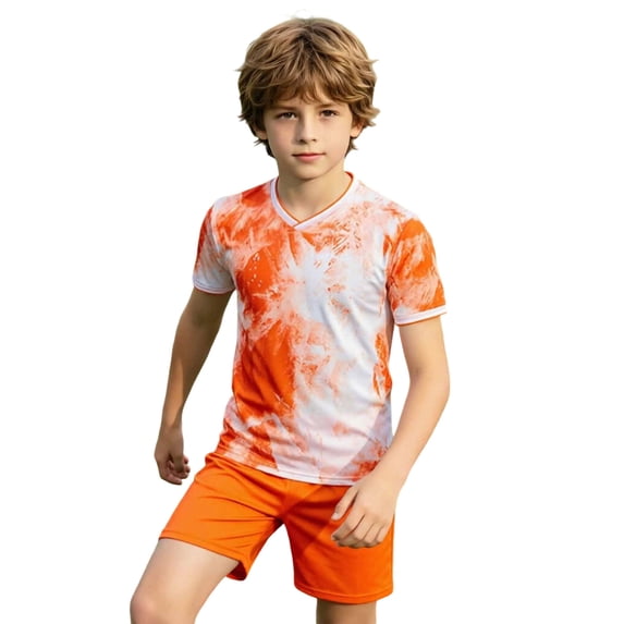 WAYUTE Boys Children's Football Uniform Set Short Sleeve V Neck Youth Team Uniform for Kids Sports Athletic Sets Casual Clothing Sets