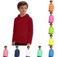 thumbnail image 1 of WAYUTE Boys Hooded T Shirts Raglan Long Sleeve Sun Protection Lightweight Solid Color Kids Sports Athletic Shirts Casual Outdoor,Brick Red,Size 9-10 Y, 1 of 6