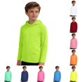 thumbnail image 1 of WAYUTE Boys Hooded T Shirts Raglan Long Sleeve Sun Protection Lightweight Solid Color Kids Sports Athletic Shirts Casual Outdoor,Light Green,Size 7-8 Y, 1 of 6