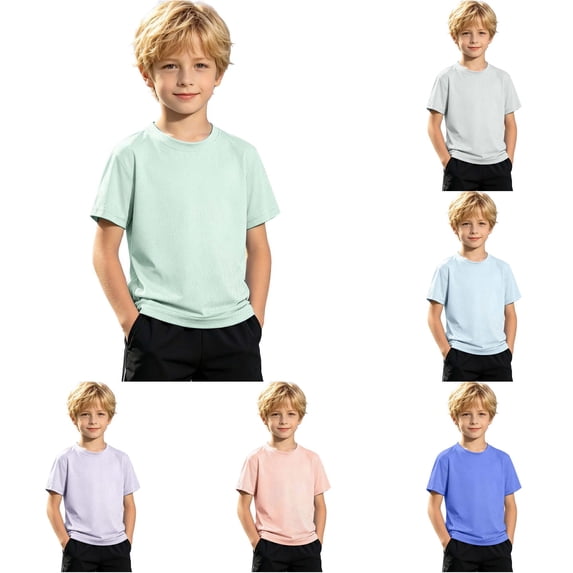 WAYUTE Boys Mesh Athletic T Shirt Short Sleeve Ice Silk Crew Neck Breathable Solid Color Performance Kids Sport Top Casual Outdoor,Green,Size 11-12 Y