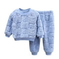 thumbnail image 1 of WAYUTE Boys Pajamas Long Sleeve Flannel Jacquard Homewear Warm Pullover and Pants Fall Winter Sleepwear for Toddler and Kids Comfort Soft 2 Piece Outfits Set, 1 of 3