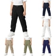 thumbnail image 1 of WAYUTE Boys Pants Cargo Pants Button Straght Leg Slim Fit Hiking Trousers for Kids Solid Color Joggers School Dress Pants Outdoor Casual,7-8 Y,Black, 1 of 7