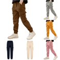 thumbnail image 1 of WAYUTE Boys Pants Cargo Pants Fashion Tapered Ankle Joggers for Big Kids Youth Solid Color Loose Fit Comfortable School Casual Outdoor,10-11 Y,Coffee, 1 of 6