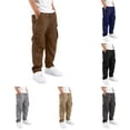 thumbnail image 1 of WAYUTE Boys Pants Cargo Pants with Multiple Pockets Solid Color Straight Leg Comfort Dress Trousers for Kids Play and Daily Wear Casual Outdoor,11-12 Y,Brown, 1 of 5