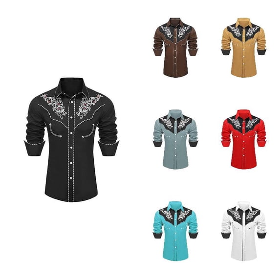 WAYUTE Boys Shirts Cowboy Shirts Lapel Long Sleeve Stylish Print Shirt Button Down Top for Kids Youth Performance Summer Casual