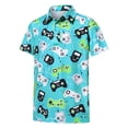 thumbnail image 1 of WAYUTE Boys Shirts Stylish Print Polo Shirt Short Sleeve Button Closure Stretchy Fit Kids Youth Apparel Outdoor Summer Casual, 1 of 3