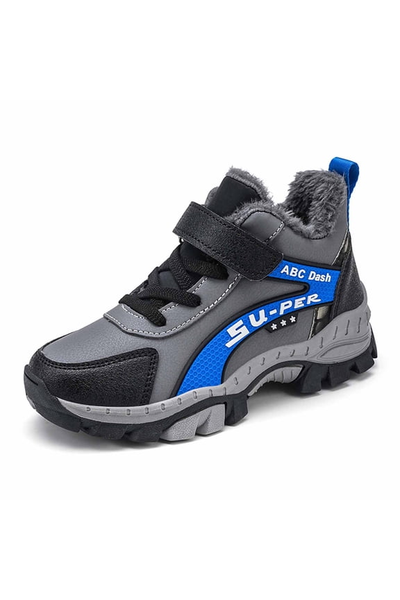 Boys Sneakers Durable Thick Sole Slip Sports Shoes with Kids Hiking Boots for Cold Weather Athletic Shoes Casual Daily Wear