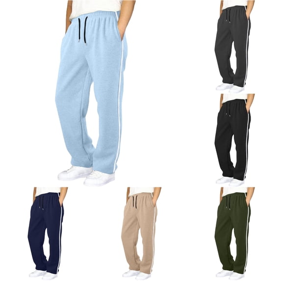 WAYUTE Boys Sweatpants Elastic Waist Drawstring Loose Fit Jogger Athletic Sports Vertical Side Kids Gym Workout Pants Outdoor Casual,13-14 Y,Light Blue