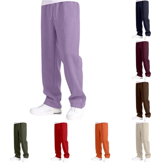 WAYUTE Boys Sweatpants Elastic Waist Straight Leg Open Bottom Baggy Gym Pants Solid Color Athletic Joggers with Pockets Casual Outdoor,13-14 Y,Purple