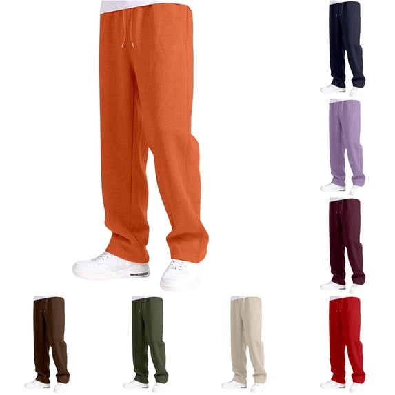WAYUTE Boys Sweatpants Elastic Waist Straight Leg Open Bottom Baggy Gym Pants Solid Color Athletic Joggers with Pockets Outdoor Casual,9-10 Y,Orange