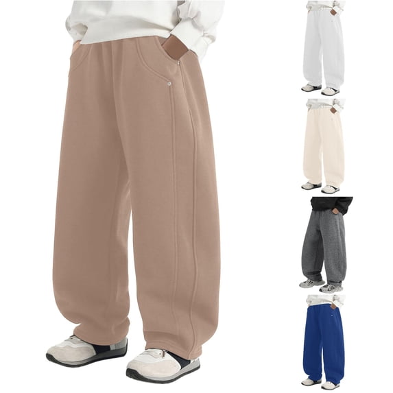 WAYUTE Boys Sweatpants Solid Color Elastic Waisted Joggers Cotton Loose Comfort Athletic Workout Pants for Kids Child Outdoor Casual,4-5 Y,Khaki