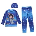 thumbnail image 1 of WAYUTE Boys Swim Set 3 Piece Cartoon Printed Rash Guard Stretch Long Sleeve Bathing Suit for Kids Child UPF 50+ Summer Beach Pool, 1 of 7