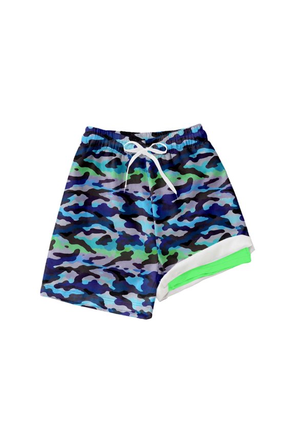 Boys Swim Trunks Funny Printed Elastic Waisted Sun Protection Shorts for Youth Lightweight Summer Vacation