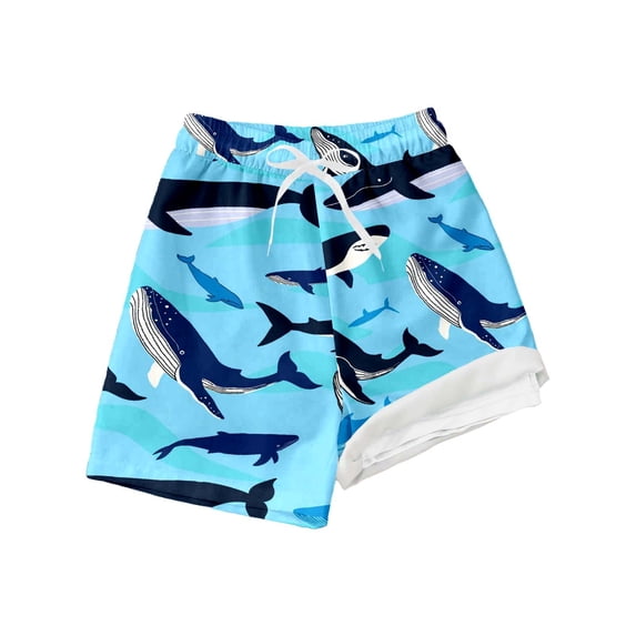WAYUTE Boys Swim Trunks Kids Compression Liner Funny Printed Drawstring Board Shorts Swimwear Comfortable Swimming Surfing