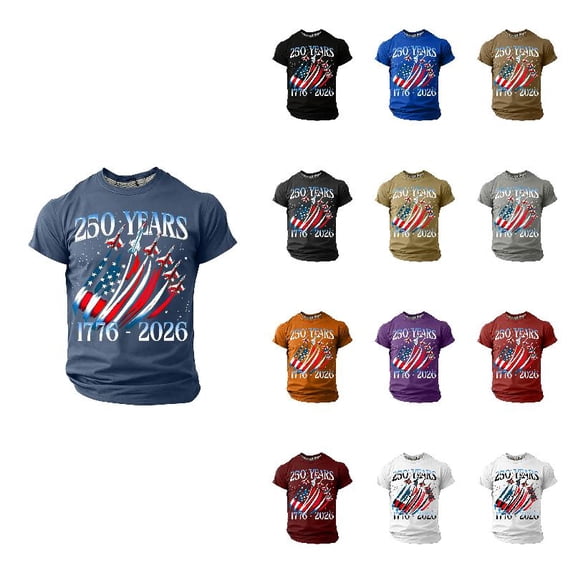WAYUTE Boys Tshirts Youth Kids Independence Day 4th of July Print Short Sleeve 250th Anniversary USA Shirt Festival Casual Summer