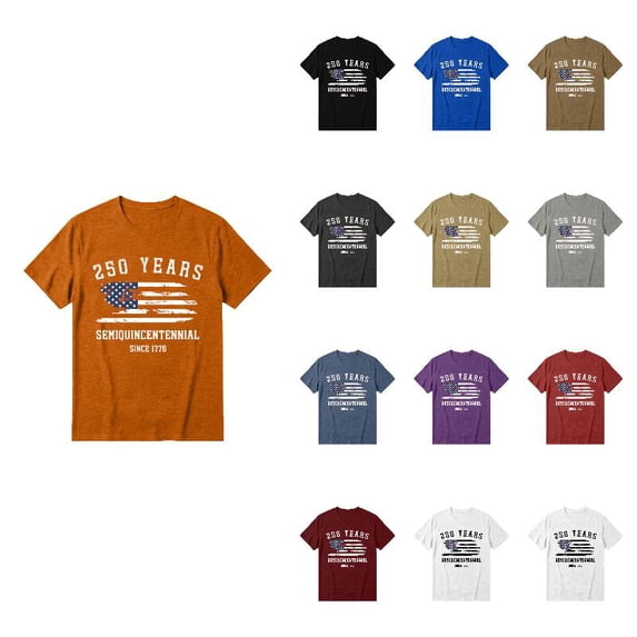 WAYUTE Boys Tshirts Youth Kids Independence Day 4th of July Print Short Sleeve 250th Anniversary USA Shirt Festival Summer Casual
