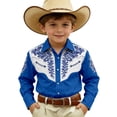 thumbnail image 1 of WAYUTE Boys Western Cowboy Print Shirt Long Sleeve Button Down Top for Children and Youth Loose Cute Casual Outdoor, 1 of 4