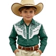 thumbnail image 1 of WAYUTE Boys Western Cowboy Print Shirt Long Sleeve Button Down Top for Children and Youth Loose Cute Summer Daily Wear, 1 of 4