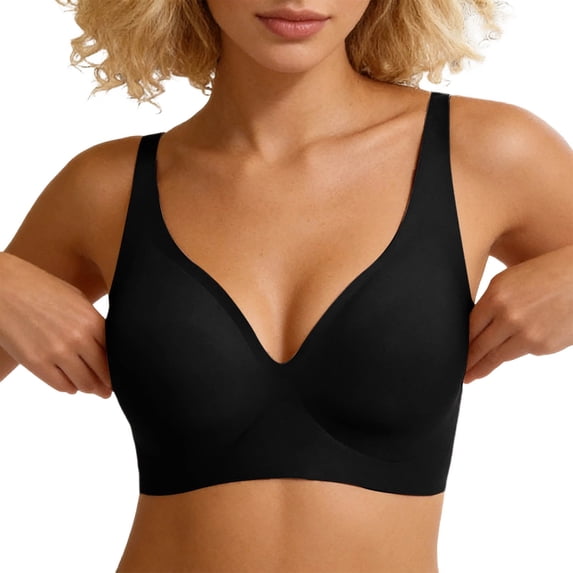 WAYUTE Bras for Women Seamless Wireless Bra Support Push up Non Padded Comfort Everyday Solid Color T Shirt Underwear Casual Dailywear