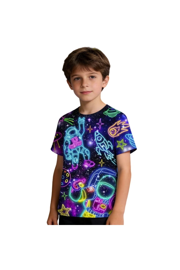 Cool Graphic Print Short Sleeve T Shirts for Boys Crew Neck Tee Soft Youth Apparel Comfort Fit Summer Daily Wear