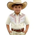 thumbnail image 1 of WAYUTE Denim Short Sleeve Shirt for Kids Boys Printed Western Style Top with Button Front Comfort Fit Casual Outdoor, 1 of 4