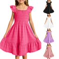 thumbnail image 1 of WAYUTE Dresses for Girls Summer Square Neck Sleeveless High Waist Ruffled Solid Color Casual A Line Sundress with Pockets for Kids Teen,Hot Pink, 1 of 6
