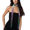 thumbnail image 1 of WAYUTE Elegant Women's Solid Color Metallic Mesh Scarf Necklace Sparkly Choker Versatile Long Scarf Party Accessory, 1 of 5