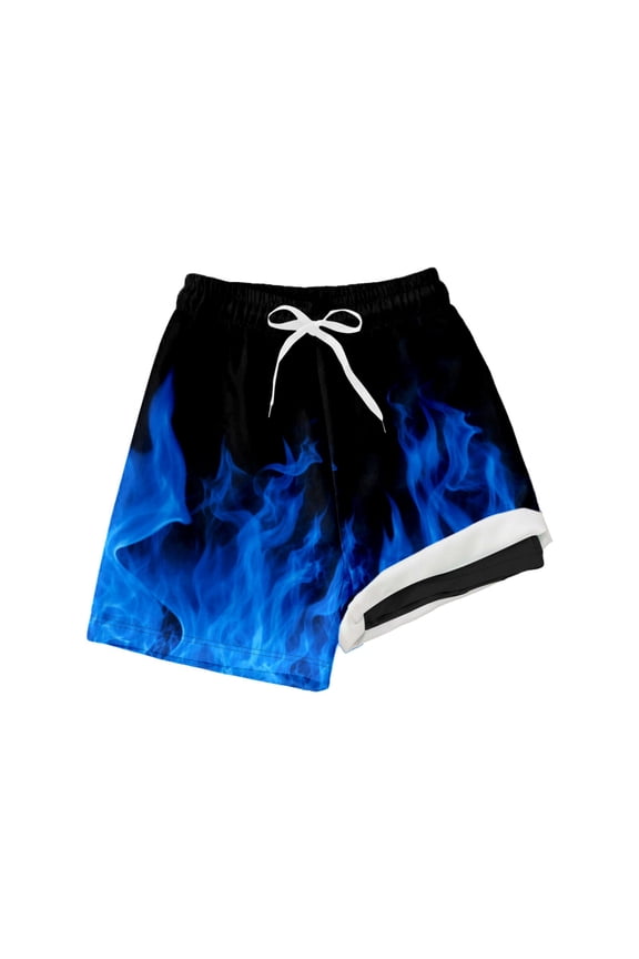 Flame Print Boys Swim Trunks Shorts for Teen Youth and Ocean Water Sports Lightweight Swimming Surfing