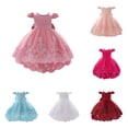 thumbnail image 1 of WAYUTE Flower Girl Dress Floral Princess Dress Crew Neck Flying Sleeve Mesh Lace Toddler Kids First Birthday Outfit Stylish,Pink, 1 of 4