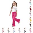thumbnail image 1 of WAYUTE Girls 2 Piece Outfits Bow Graphic Print Crew Neck Short Sleeve T Shirt and Flared Pants Kids Soft Fashion Street Clothing Set Casual Outdoor,Hot Pink,Size 5-6 Y, 1 of 5