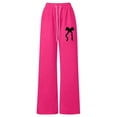 thumbnail image 1 of WAYUTE Girls Bow Kintted Loose Fit Straight Leg Joggers Pants with Back Pocket Comfort Casual Sports Athletic Trousers Daily Wear, 1 of 4