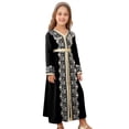 thumbnail image 1 of WAYUTE Girls Dress Elegant Embroidered Abaya Dress Long Sleeve Party Gown with Lace Trim Casual Outdoor, 1 of 3