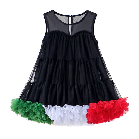 WAYUTE Girls' Dresses High Waisted Party Summer Mesh Tutu Sundress for Kids Performance Vacation Casual Dailywear