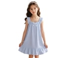 thumbnail image 1 of WAYUTE Girls Dresses Sleeveless Square Neck Ruffle Solid Color Nightdress with Backless Design Soft Home Outfit Casual Outdoor, 1 of 5