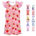 thumbnail image 1 of WAYUTE Girls Dresses Summer Dresses Casual Cartoon Animal Print Sleeveless Play Dress for Toddler Kids Comfortable Loose Fit Nightdress,Watermelon Red, 1 of 3