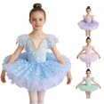 thumbnail image 1 of WAYUTE Girls Dresses V Neck Emborider Lace Mesh Layered Ballet Tutu Dance Dress for Stage Performances with Flowy Skirt and Bodice,Blue, 1 of 4