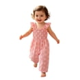 thumbnail image 1 of WAYUTE Girls Jumpsuit Ruffle Trim Floral Printed Sleeveless Cute Toddler Baby Jumpsuits Loose Breathable Playsuit Summer Outfits, 1 of 6