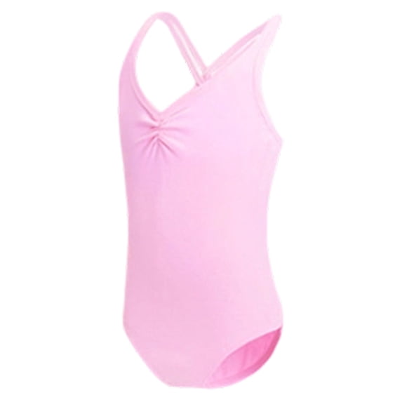 WAYUTE Girls Jumpsuit Stretchy Fit Leotard Solid Color Performance Seamless Gymnastics Dance Outfits for Kids Bodysuit Casual Summer