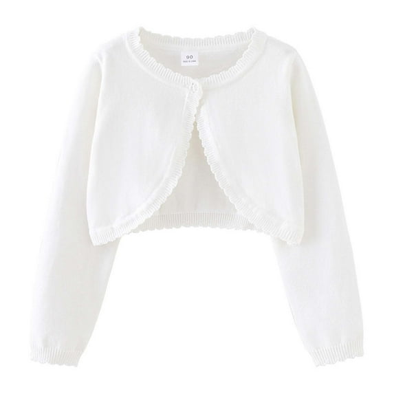 WAYUTE Girls Knitted Cardigan Sweater Top Round Neck Open Front Shirt for Toddler Kids Fall Layering Lightweight Daily Wear