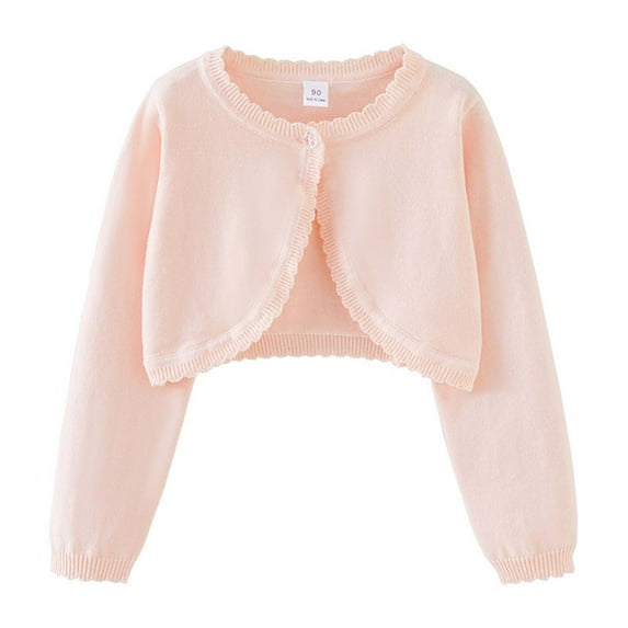 WAYUTE Girls Knitted Cardigan Sweater Top Round Neck Open Front Shirt for Toddler Kids Fall Layering Loose Cute Daily Wear