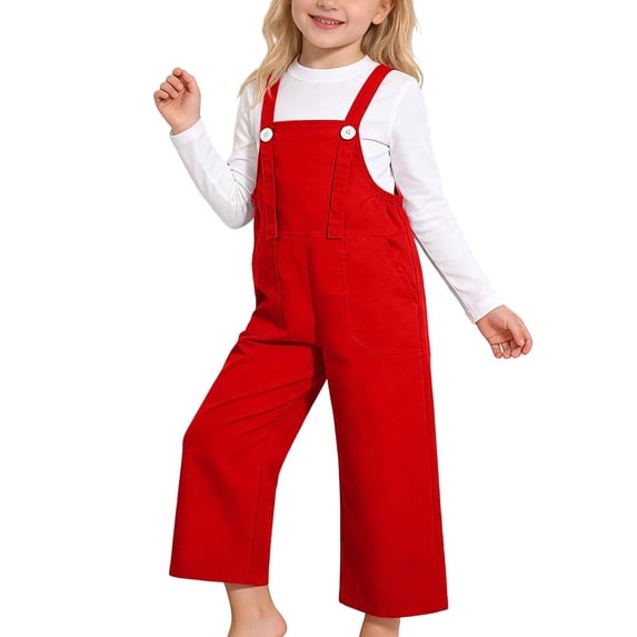 WAYUTE Girls Overalls Cute Childrens Solid Color Suspenders Rompers Dance Choir and Performance Casual Outings