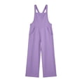 thumbnail image 1 of WAYUTE Girls Overalls Solid Color Wide Straps Basic Jumpsuit with Pockets Comfortable Play Outfit for Toddler Kids Casual Summer, 1 of 4