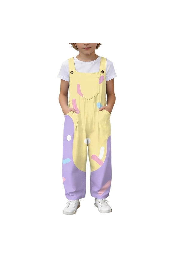 Girls Overalls Wide Straps Stylish Graphic Loose Soft Jumpsuits for Pockets Toddler Kids Holiday Beach Trendy Clothes Summer Outfits
