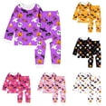 thumbnail image 1 of WAYUTE Girls Pajamas Halloween Long Sleeve Cartoon Print Cute Home Outfit for Kids Child Crew Neck Top and Jogger Pant Pjs Set Nightwear Casual Daily Wear,Purple,Size 5 Y-6 Y, 1 of 4