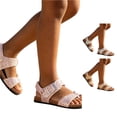 thumbnail image 1 of WAYUTE Girls' Sandals Children Kids Glitter Straps Cork Footbed Sandals Adjustable Buckle Open Toe Casual Summer Beach Slides,Pink,8.5 Y-9 Y, 1 of 7