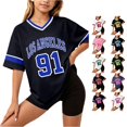 thumbnail image 1 of WAYUTE Girls Shirts Casual V Neck Letter Graphic Tee Top Loose Fit Sporty Soft Knit Workout Shirt for Casual Daily Wear,Black3,Size 9 Y-10 Y, 1 of 4