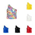 thumbnail image 1 of WAYUTE Girls Shirts Sequin Polka One Shoulder Sleeveless Tank Top for Kids Youth Festival Stage Performance Shirt Casual Outdoor,Multicolour, 1 of 3